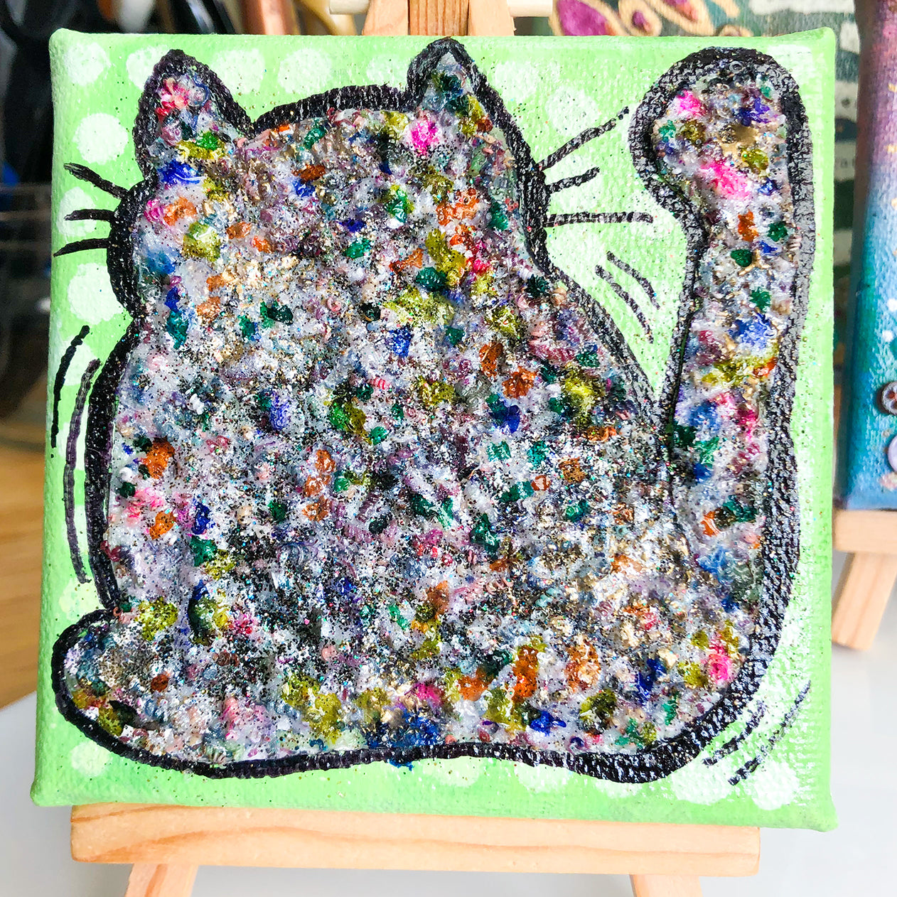 Tiny art: Confetti Chonky Cat