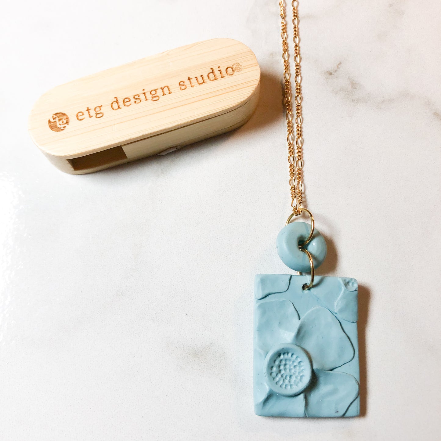 Limited Edition Floral Pendant: Robin's Egg Blue
