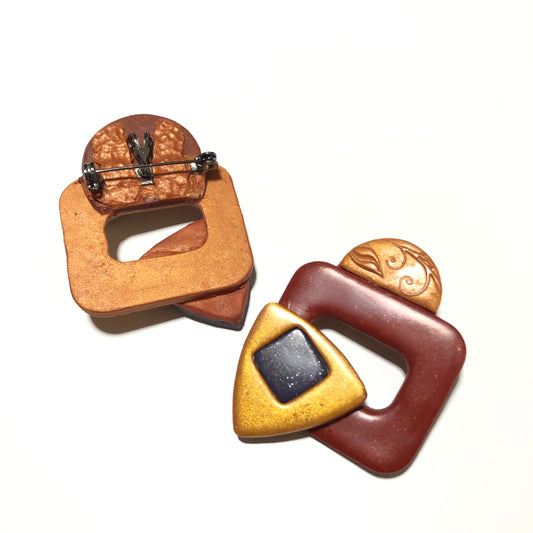Autumnal Abstract Convertible Pin & Pendant: Small