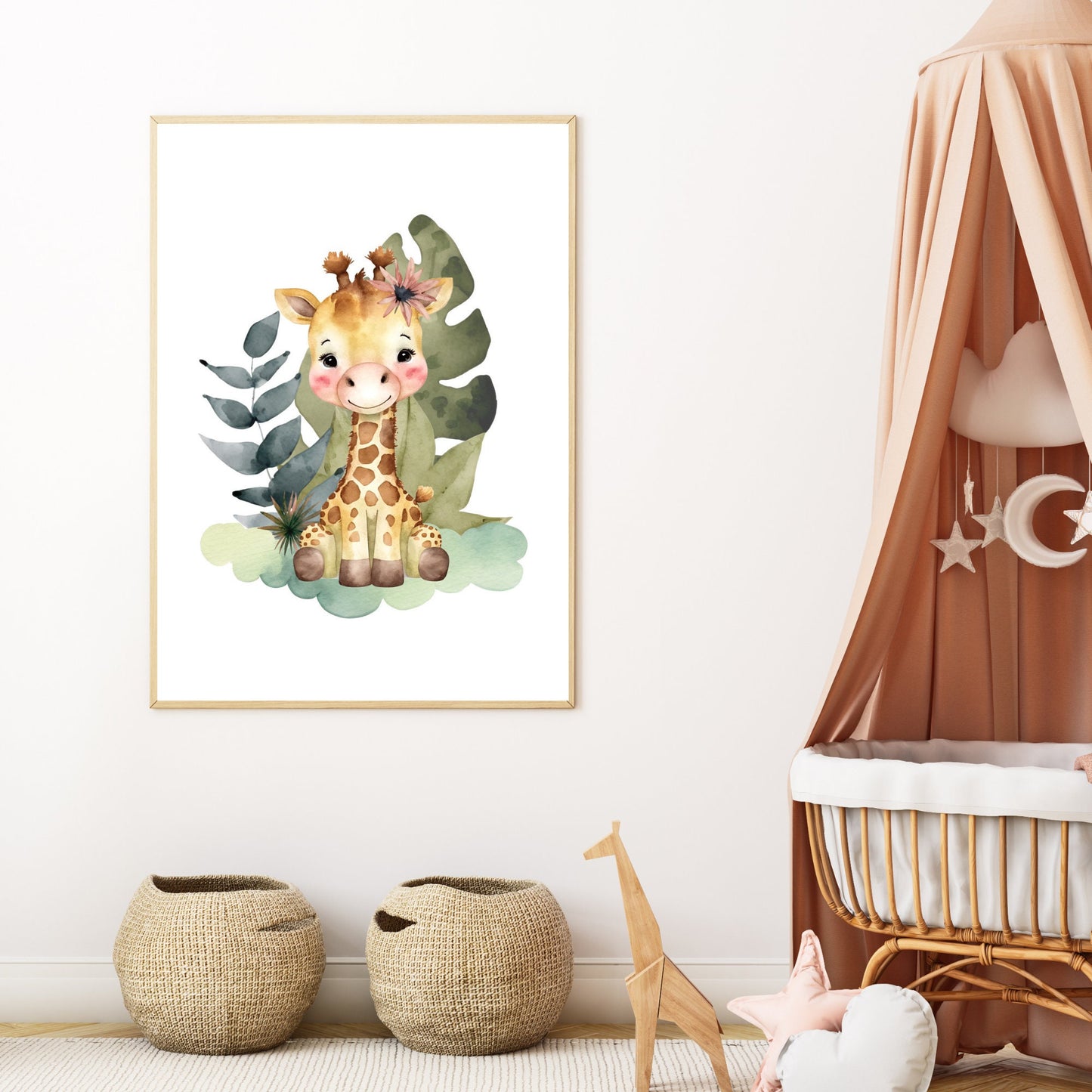Safari Giraffe Watercolor Nursery Print