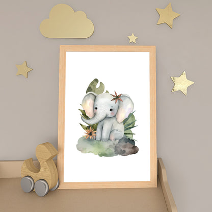 Safari Elephant Watercolor Nursery Print