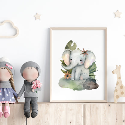 Safari Animals Watercolor Print Bundle, 3 Prints
