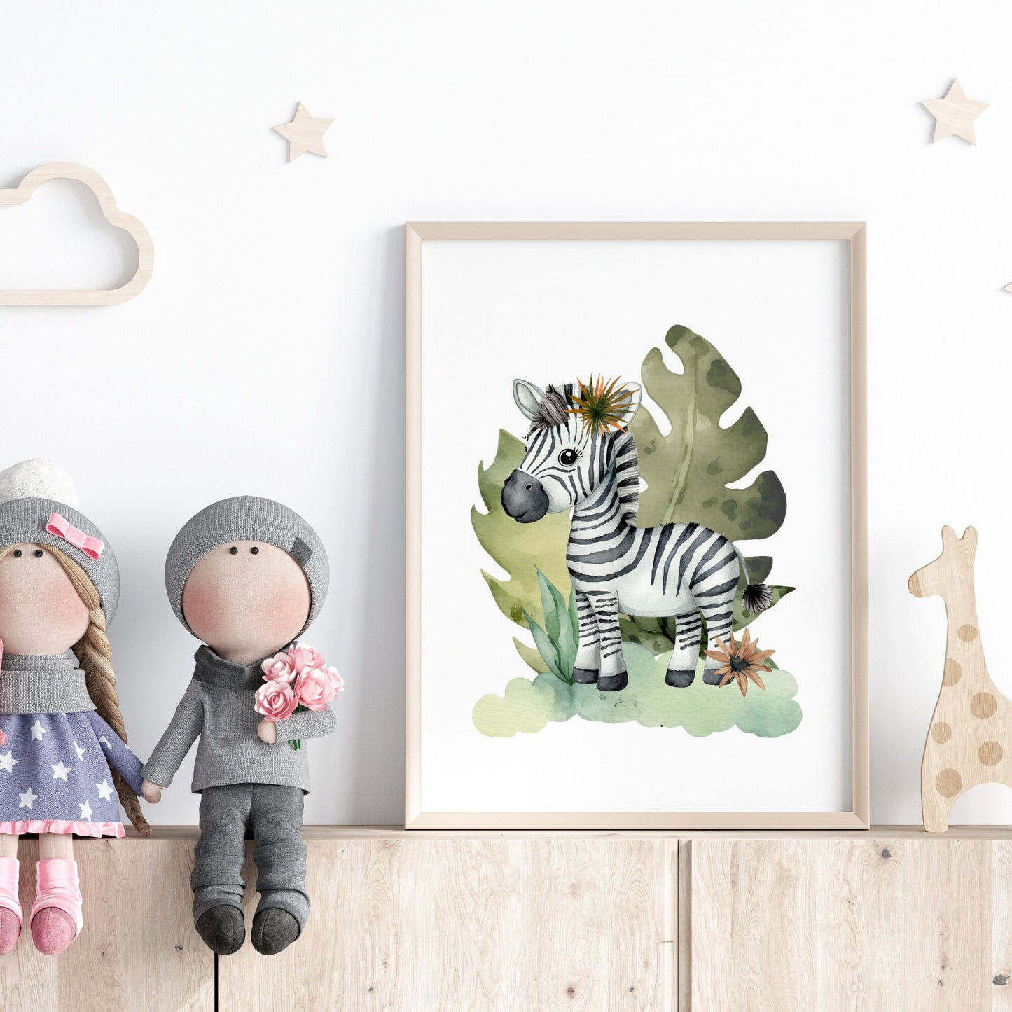 Safari Animals Watercolor Print Bundle, 3 Prints