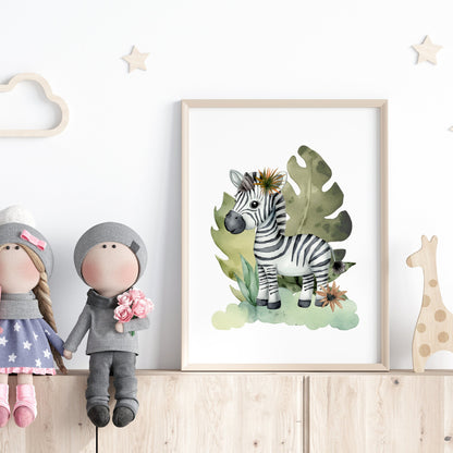 Safari Animals Watercolor Print Bundle, 3 Prints
