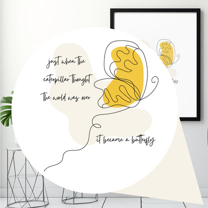Inspirational Boho Butterfly Printable Art: Yellow Ochre