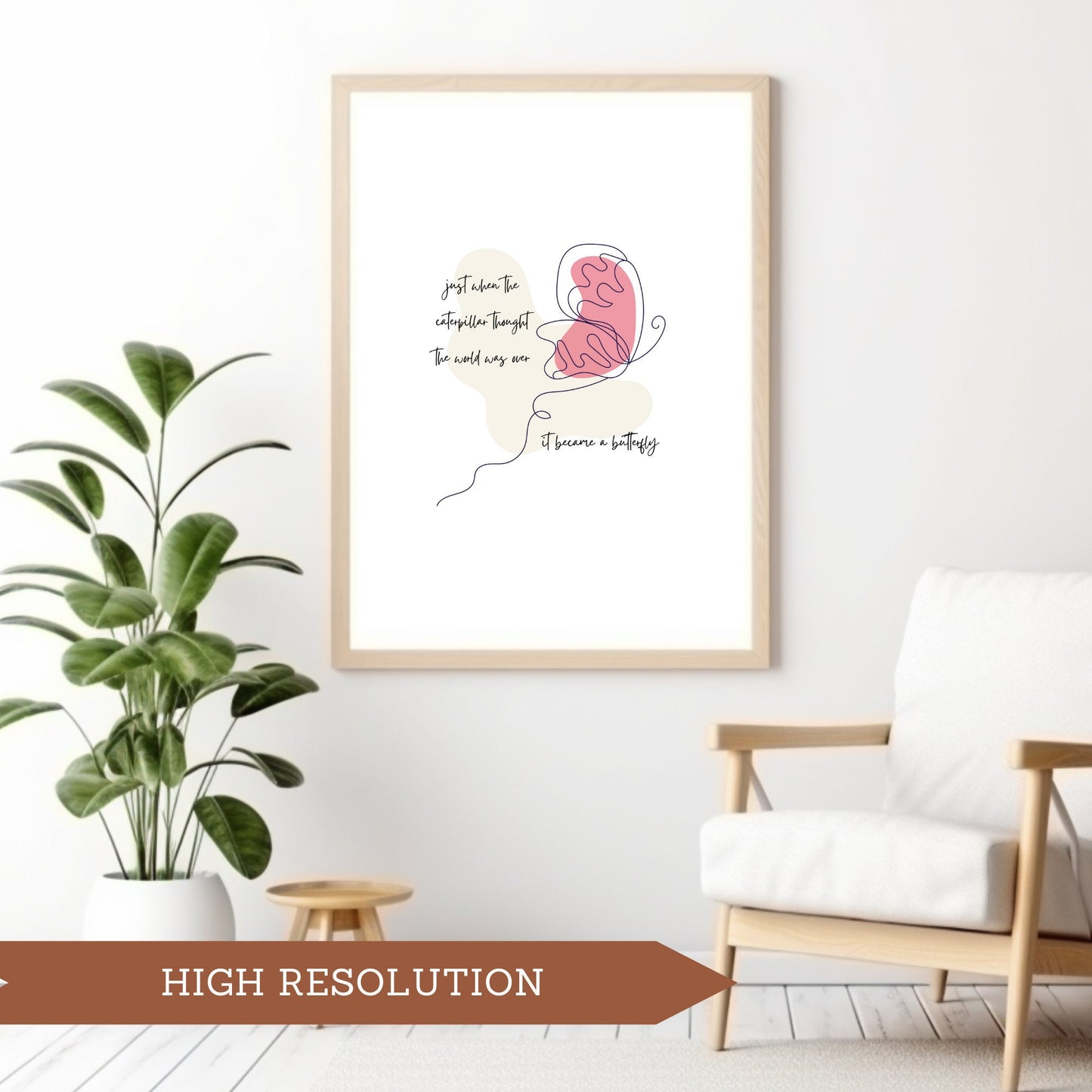 Inspirational Boho Butterfly Printable Art: Salmon Pink
