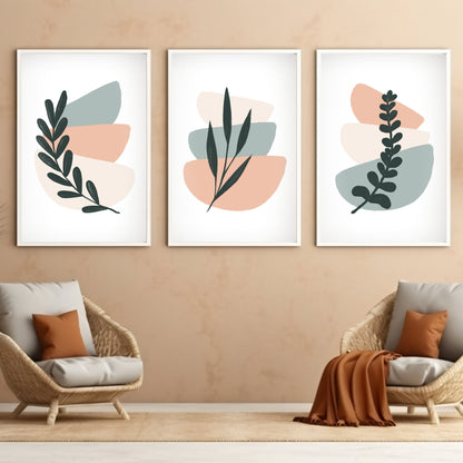 Abstract Boho Trio Printable Art: Coral