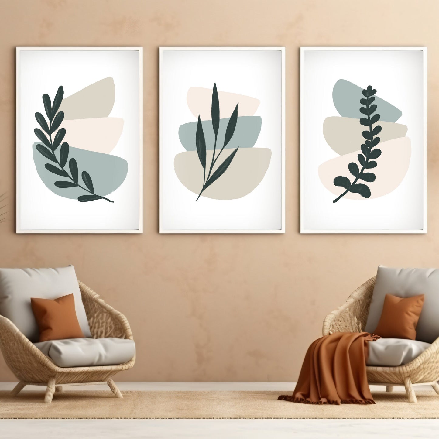 Abstract Boho Trio Printable Art: Soft Sand