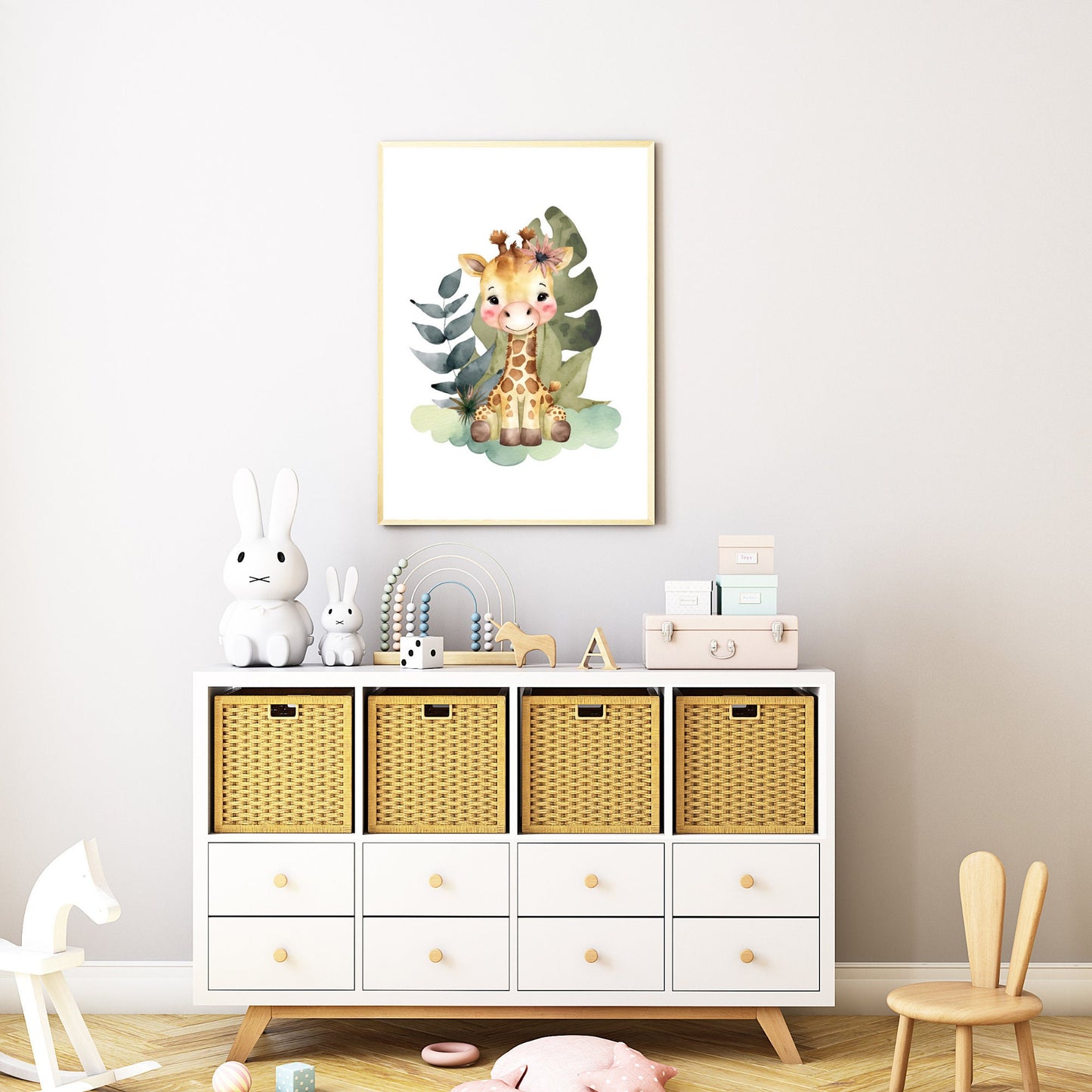 Safari Giraffe Watercolor Nursery Print