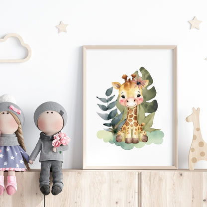 Safari Animals Watercolor Print Bundle, 3 Prints