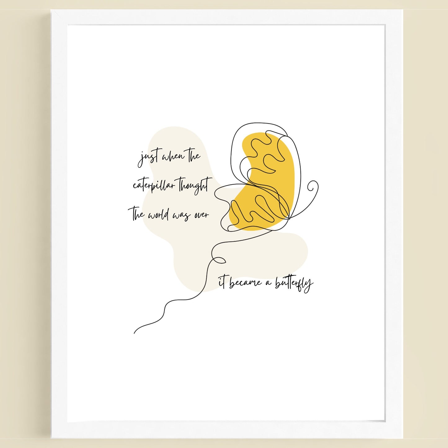 Inspirational Boho Butterfly Printable Art: Yellow Ochre