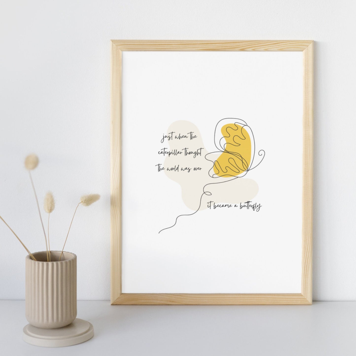 Inspirational Boho Butterfly Printable Art: Yellow Ochre
