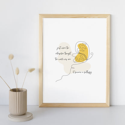 Inspirational Boho Butterfly Printable Art: Yellow Ochre
