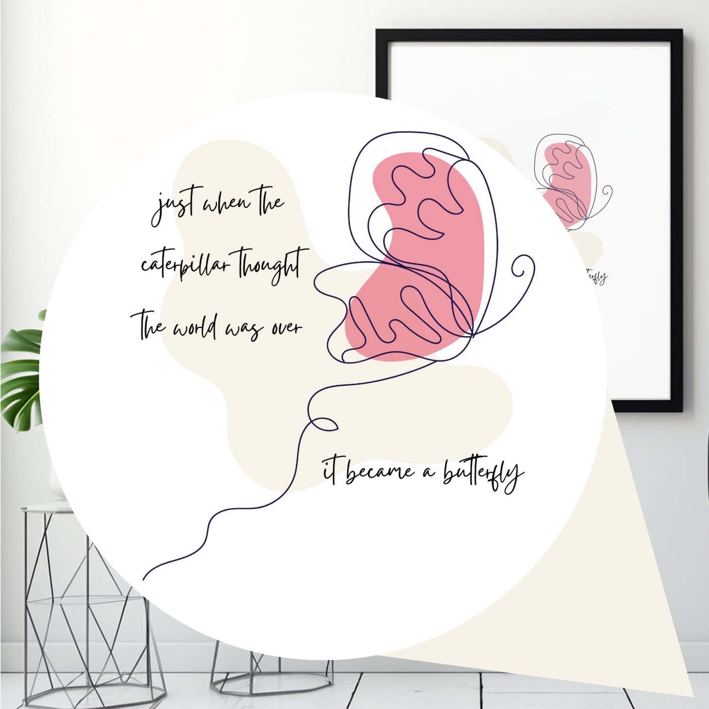 Inspirational Boho Butterfly Printable Art: Salmon Pink
