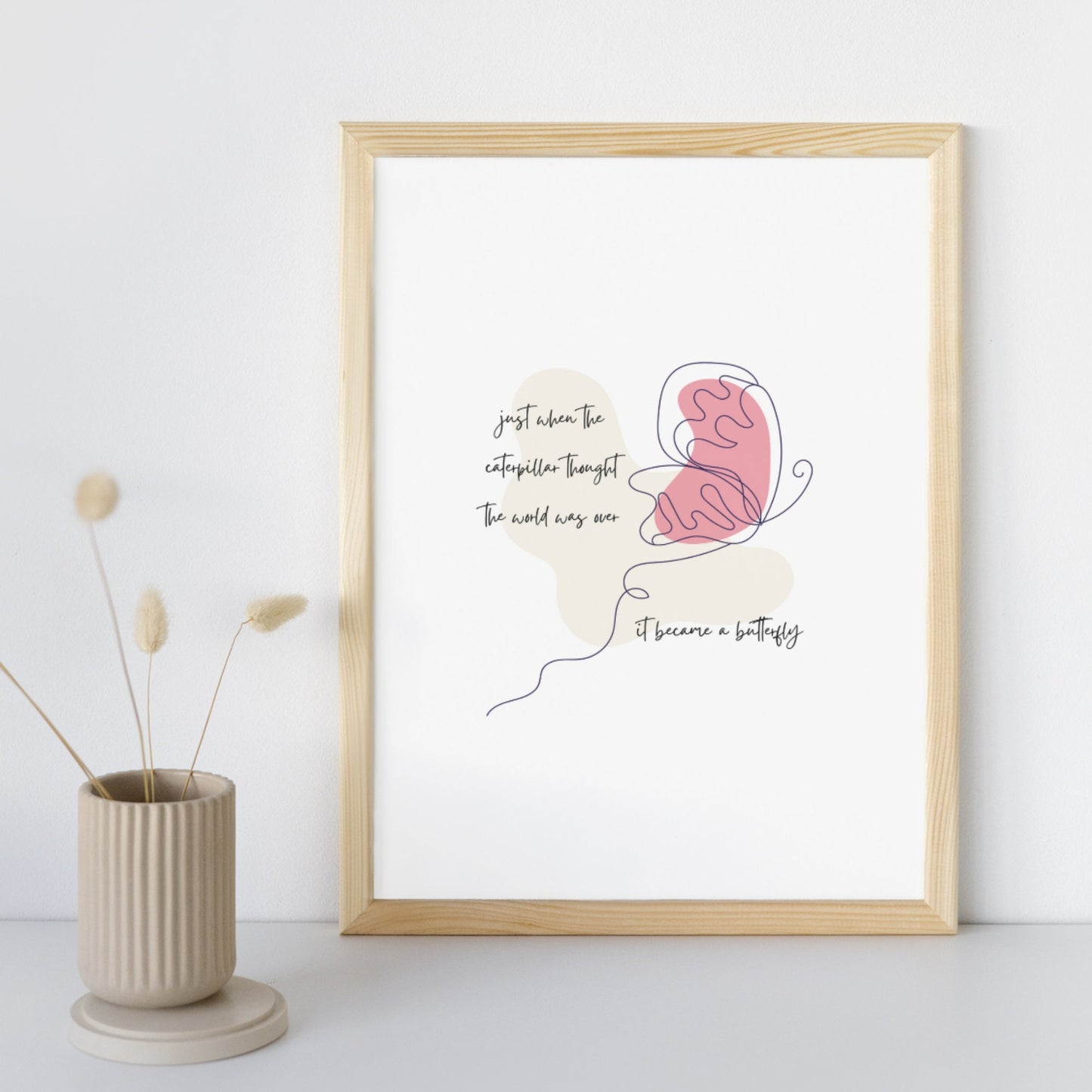 Inspirational Boho Butterfly Printable Art: Salmon Pink
