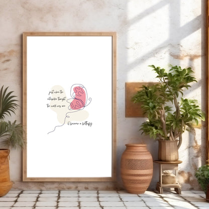 Inspirational Boho Butterfly Printable Art: Salmon Pink
