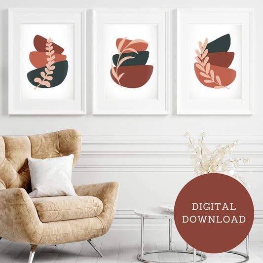 Abstract Boho Trio Printable Art: Brick