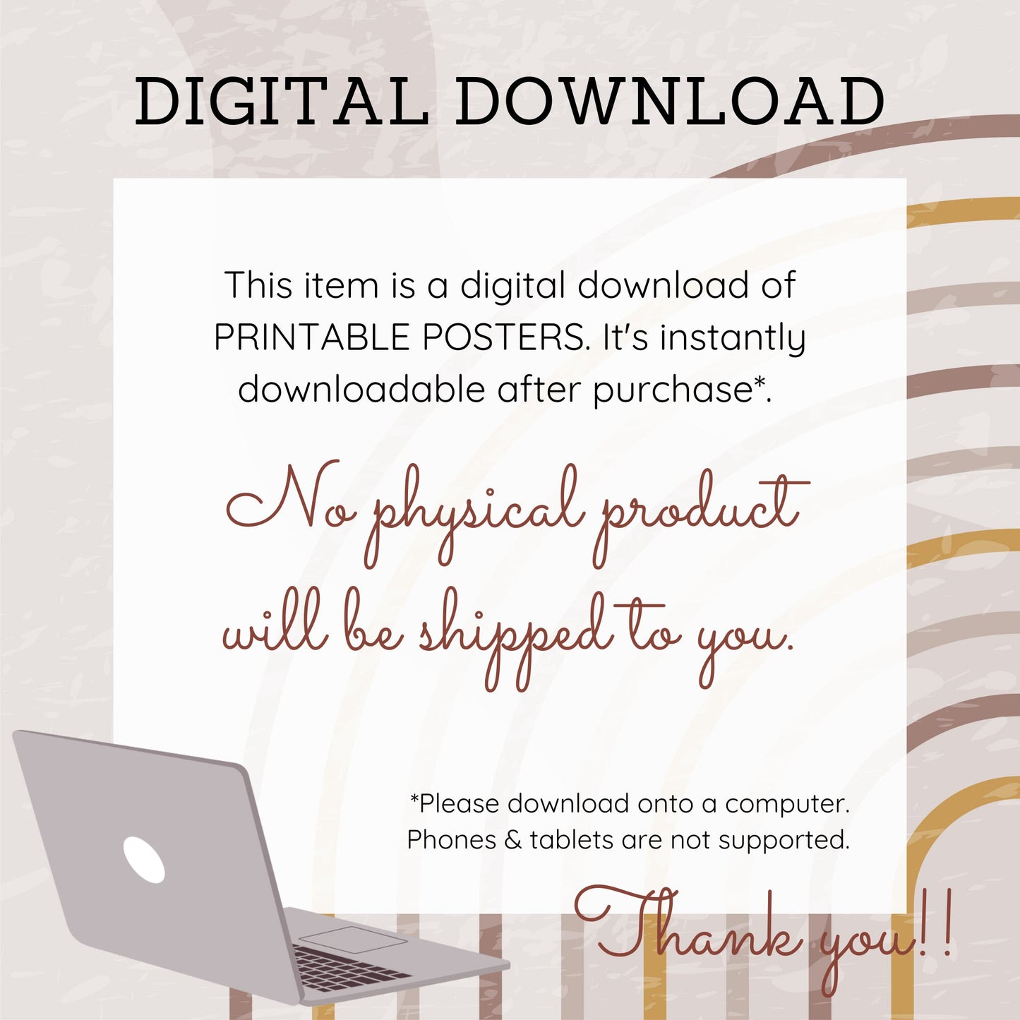 Abstract Boho Trio Printable Art: Brick