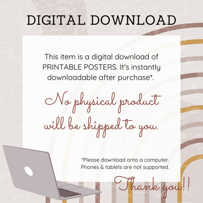 Abstract Boho Trio Printable Art: Coral