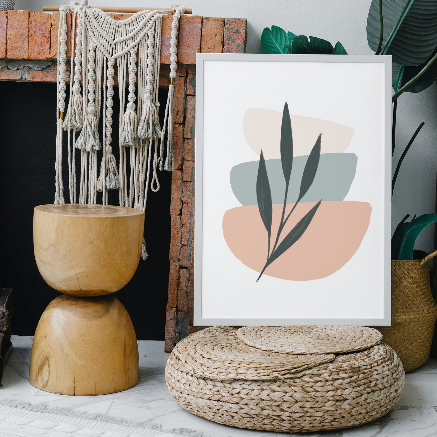 Abstract Boho Trio Printable Art: Coral