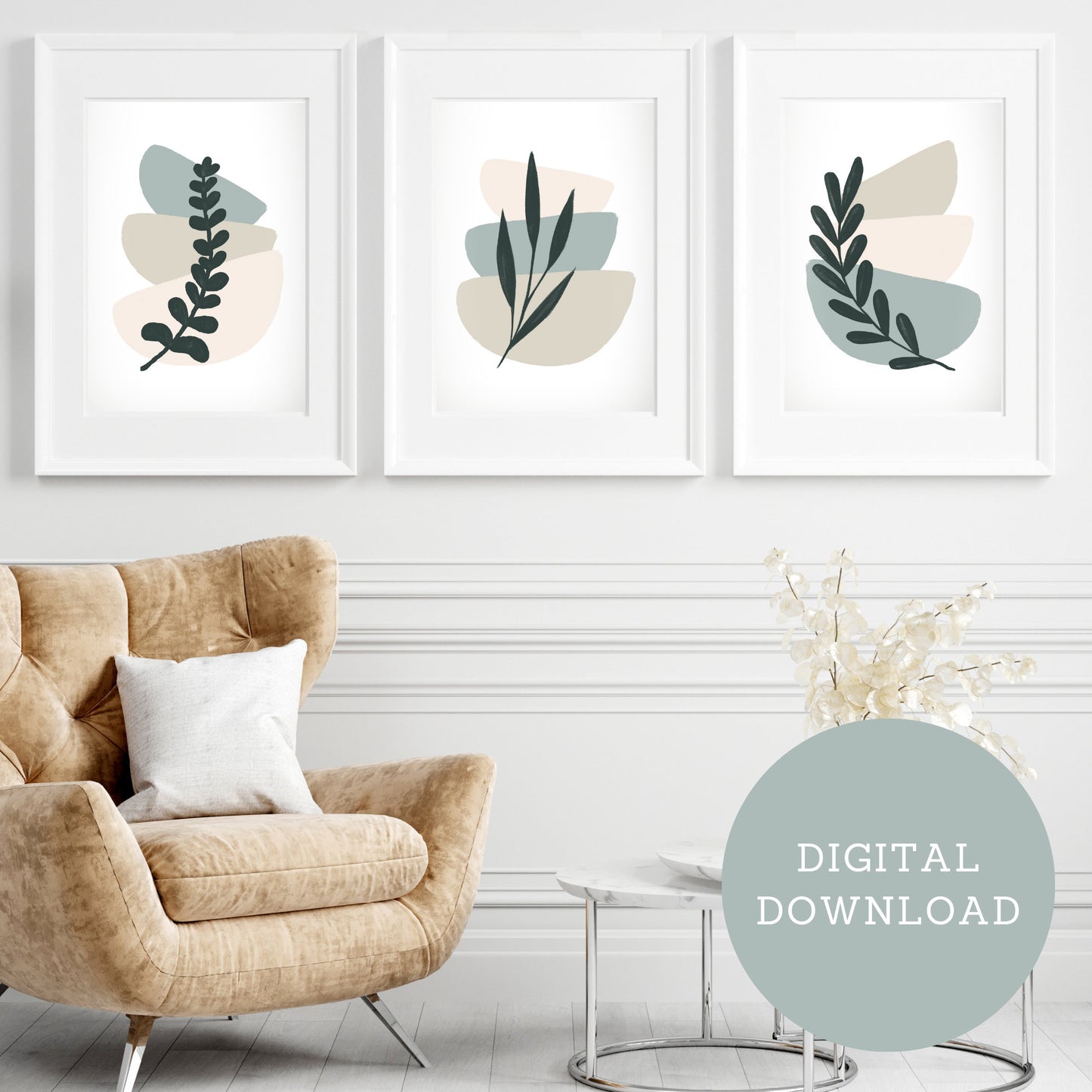 Abstract Boho Trio Printable Art: Soft Sand